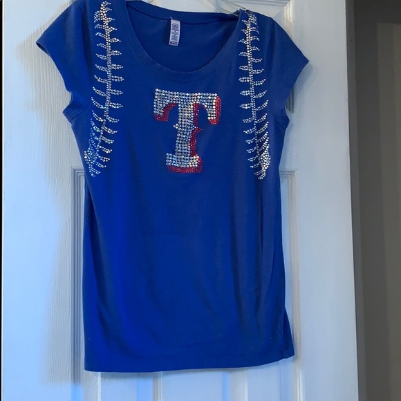 ⭐️WORLD SERIES CHAMPION TEXAS RANGERS CUSTOM BLING SHIRT ❤️🙌 🥳 - Picture 2 of 7
